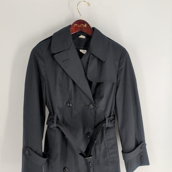 The Unbranded Brand Jackets & Blazers - Vintage Retro Double Breasted Notched Lapel Collar Trench Coat Black Size 12 S‎